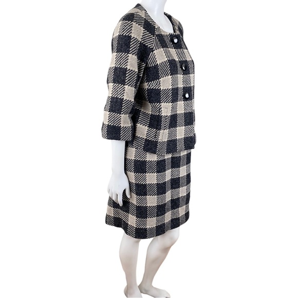 Talbots Skirt 2 Piece Suit Set Wool Blend Plaid Lined Blazer Sz 8 / Skirt Sz 10 - Picture 3 of 17